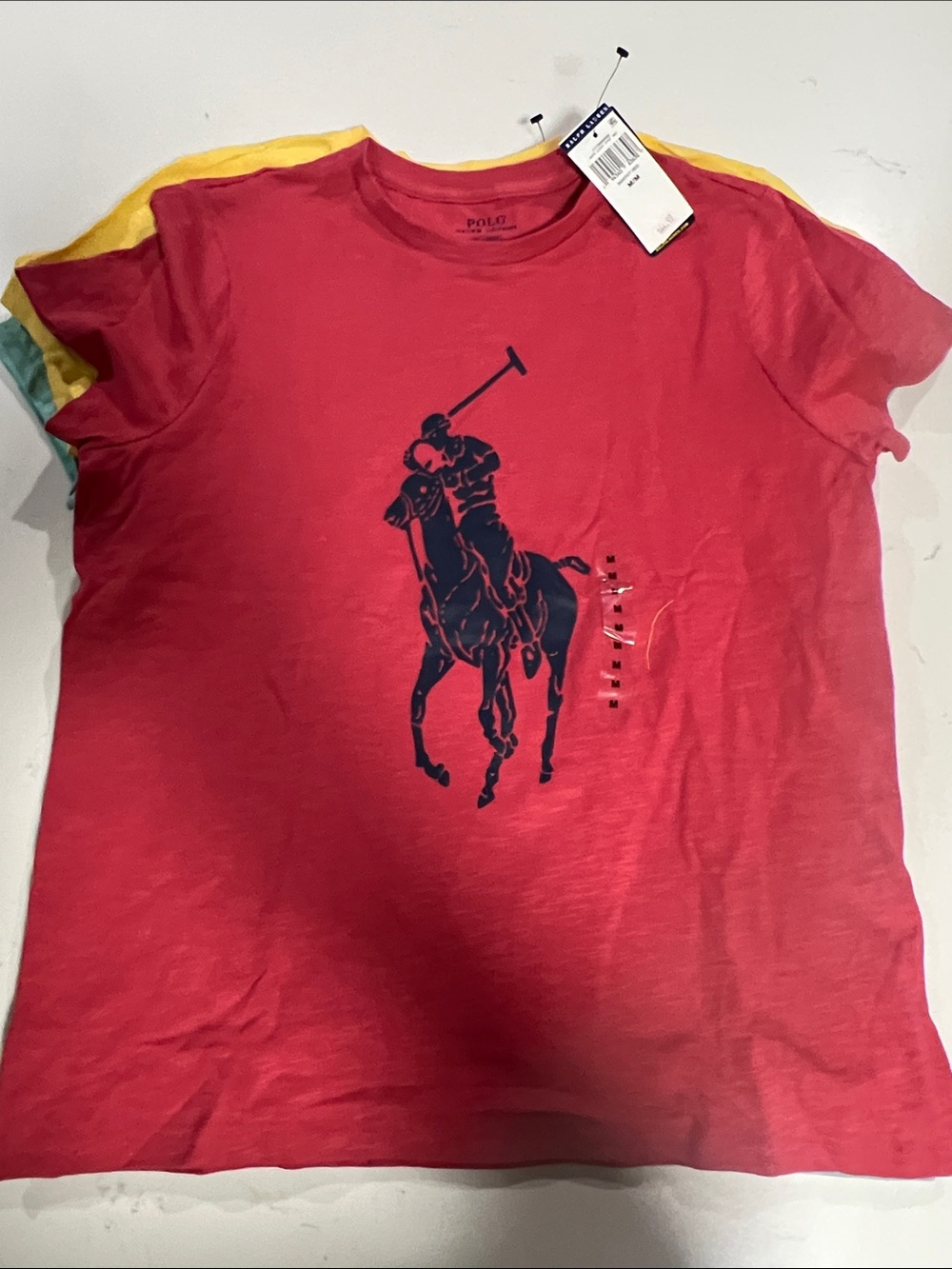 Polo by Ralph Lauren Short Sleeve Tee Trio - Aqua, Yellow, Red - Picture 4 of 5